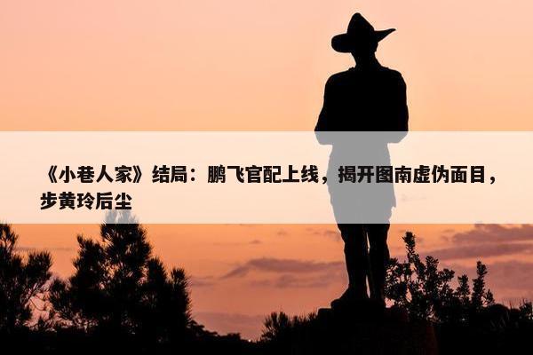 《小巷人家》结局：鹏飞官配上线，揭开图南虚伪面目，步黄玲后尘