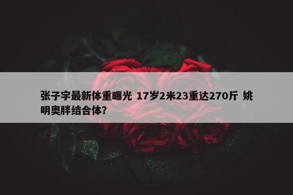 张子宇最新体重曝光 17岁2米23重达270斤 姚明奥胖结合体？