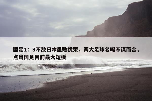 国足1：3不敌日本虽败犹荣，两大足球名嘴不谋而合，点出国足目前最大短板