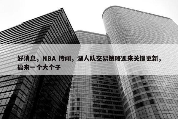 好消息，NBA 传闻，湖人队交易策略迎来关键更新，搞来一个大个子