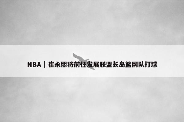 NBA｜崔永熙将前往发展联盟长岛篮网队打球