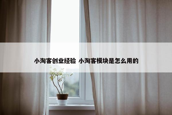 小淘客创业经验 小淘客模块是怎么用的