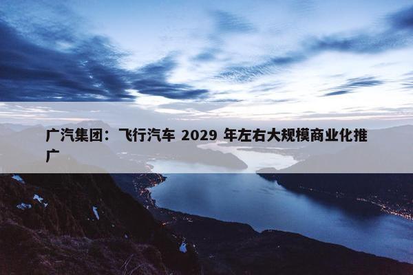 广汽集团：飞行汽车 2029 年左右大规模商业化推广