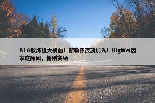 BLG教练组大换血！新教练茂凯加入！BigWei因家庭原因，暂别赛场