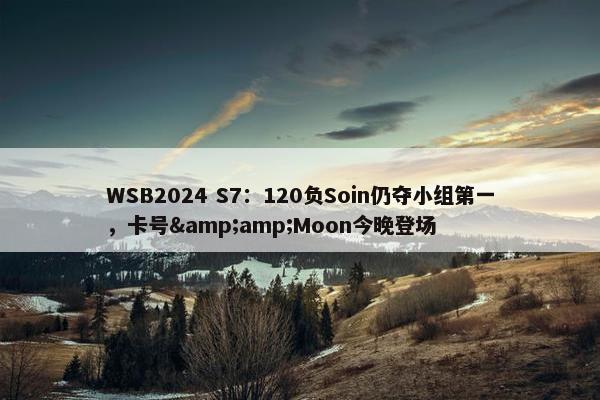 WSB2024 S7：120负Soin仍夺小组第一，卡号&amp;Moon今晚登场