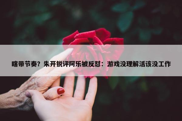 瞎带节奏？朱开锐评阿乐被反怼：游戏没理解活该没工作