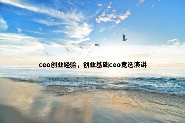 ceo创业经验，创业基础ceo竞选演讲