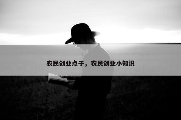 农民创业点子，农民创业小知识