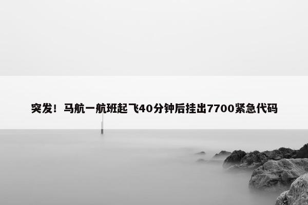 突发！马航一航班起飞40分钟后挂出7700紧急代码