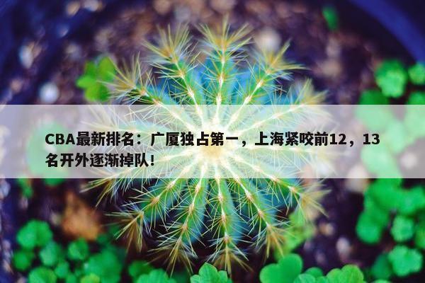 CBA最新排名：广厦独占第一，上海紧咬前12，13名开外逐渐掉队！