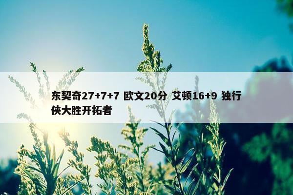 东契奇27+7+7 欧文20分 艾顿16+9 独行侠大胜开拓者