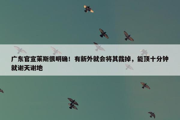 广东官宣莱斯很明确！有新外就会将其裁掉，能顶十分钟就谢天谢地