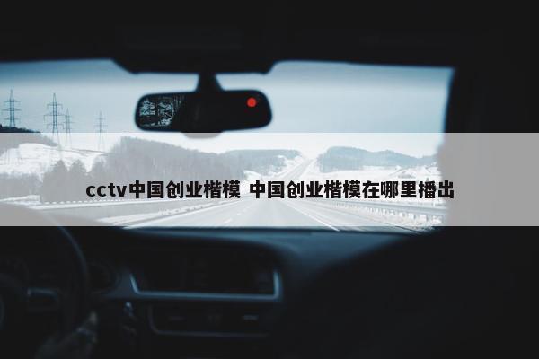 cctv中国创业楷模 中国创业楷模在哪里播出