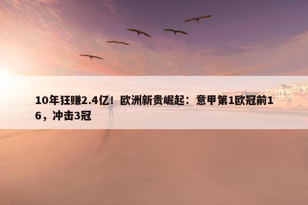 10年狂赚2.4亿！欧洲新贵崛起：意甲第1欧冠前16，冲击3冠