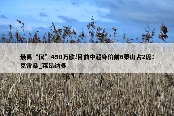 最高“仅”450万欧!目前中超身价前6泰山占2席：克雷桑_莱昂纳多