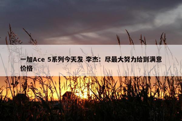 一加Ace 5系列今天发 李杰：尽最大努力给到满意价格