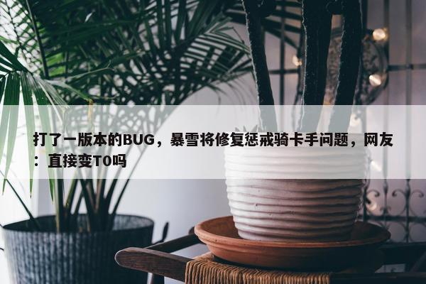 打了一版本的BUG，暴雪将修复惩戒骑卡手问题，网友：直接变T0吗