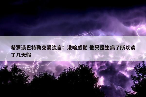 希罗谈巴特勒交易流言：没啥感觉 他只是生病了所以请了几天假