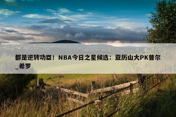 都是逆转功臣！NBA今日之星候选：亚历山大PK普尔_希罗