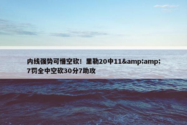 内线强势可惜空砍！里勒20中11&amp;7罚全中空砍30分7助攻