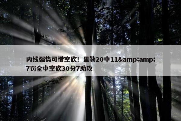 内线强势可惜空砍！里勒20中11&amp;7罚全中空砍30分7助攻