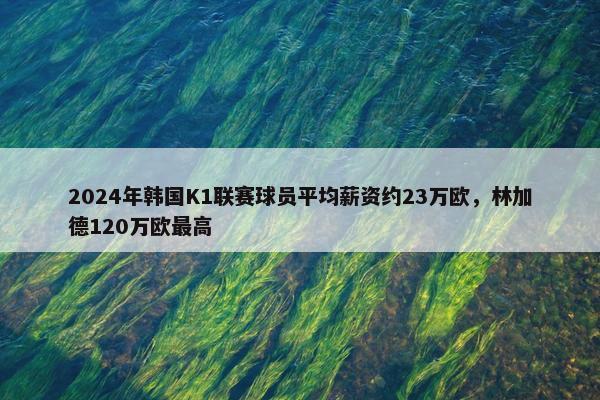 2024年韩国K1联赛球员平均薪资约23万欧，林加德120万欧最高