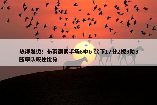 热得发烫！布莱德索半场8中6 砍下17分2板3助3断率队咬住比分