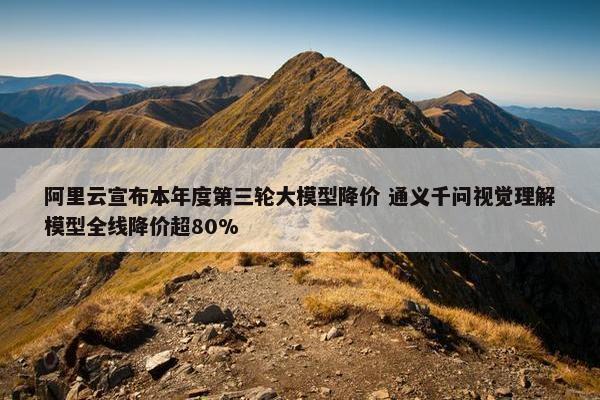 阿里云宣布本年度第三轮大模型降价 通义千问视觉理解模型全线降价超80%