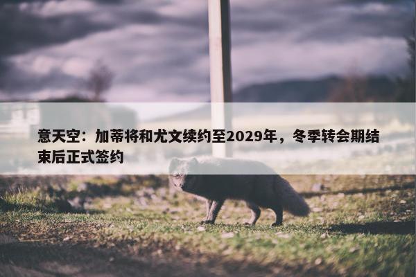 意天空：加蒂将和尤文续约至2029年，冬季转会期结束后正式签约