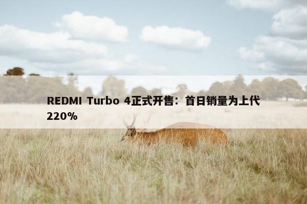 REDMI Turbo 4正式开售：首日销量为上代220%