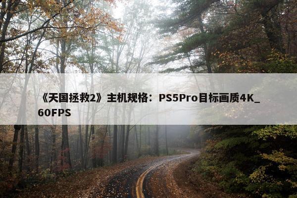 《天国拯救2》主机规格：PS5Pro目标画质4K_60FPS