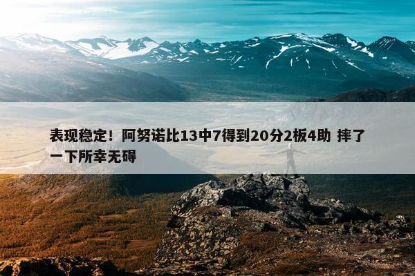 表现稳定！阿努诺比13中7得到20分2板4助 摔了一下所幸无碍