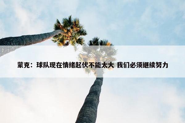 蒙克：球队现在情绪起伏不能太大 我们必须继续努力