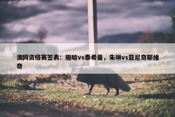 澳网资格赛签表：施晗vs泰希曼，朱琳vs亚尼奇耶维奇