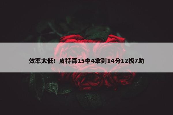 效率太低！皮特森15中4拿到14分12板7助