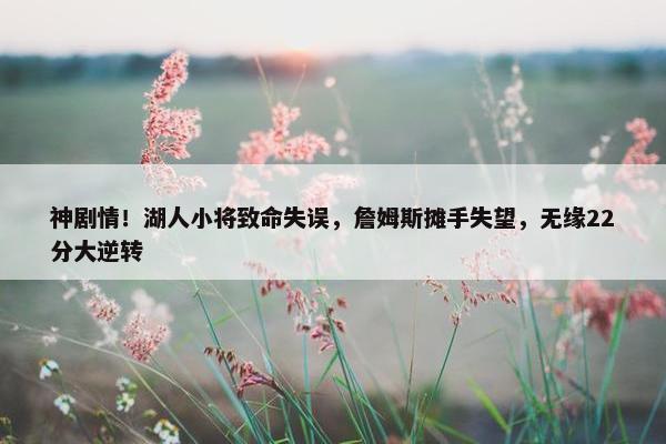 神剧情！湖人小将致命失误，詹姆斯摊手失望，无缘22分大逆转