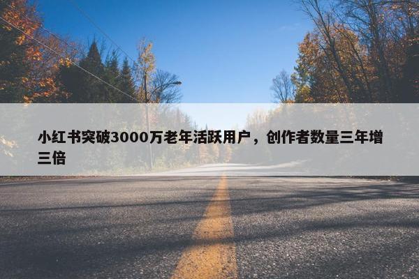 小红书突破3000万老年活跃用户，创作者数量三年增三倍