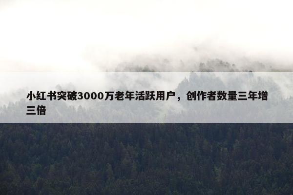 小红书突破3000万老年活跃用户，创作者数量三年增三倍