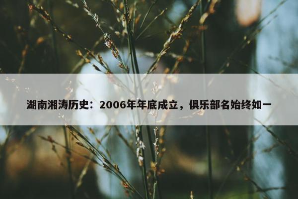 湖南湘涛历史：2006年年底成立，俱乐部名始终如一