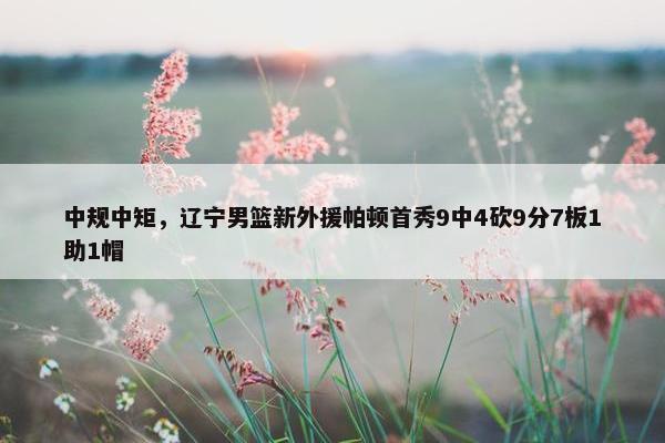 中规中矩，辽宁男篮新外援帕顿首秀9中4砍9分7板1助1帽