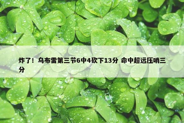 炸了！乌布雷第三节6中4砍下13分 命中超远压哨三分