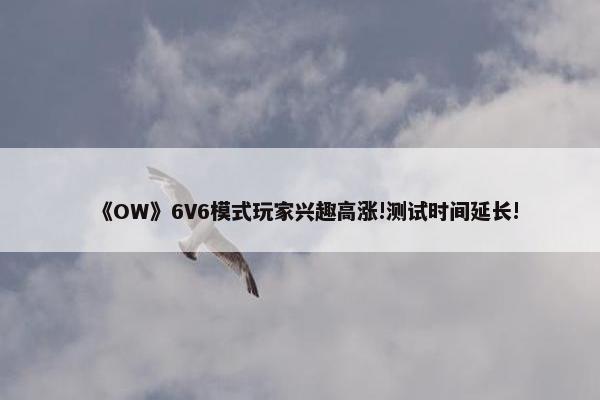 《OW》6V6模式玩家兴趣高涨!测试时间延长!