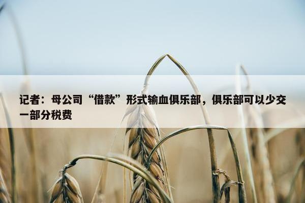 记者：母公司“借款”形式输血俱乐部，俱乐部可以少交一部分税费