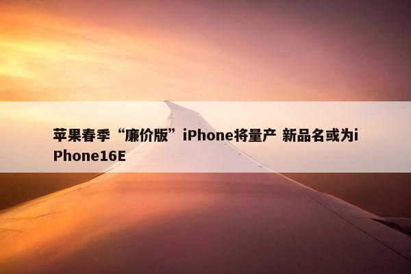 苹果春季“廉价版”iPhone将量产 新品名或为iPhone16E