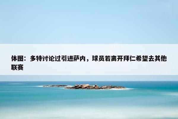 体图：多特讨论过引进萨内，球员若离开拜仁希望去其他联赛