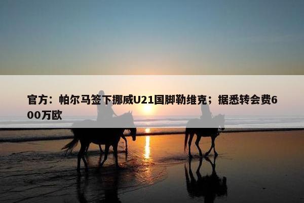 官方：帕尔马签下挪威U21国脚勒维克；据悉转会费600万欧