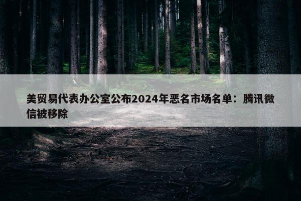 美贸易代表办公室公布2024年恶名市场名单：腾讯微信被移除