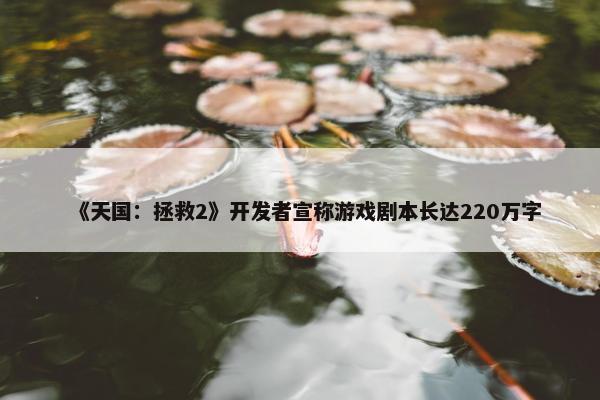 《天国：拯救2》开发者宣称游戏剧本长达220万字