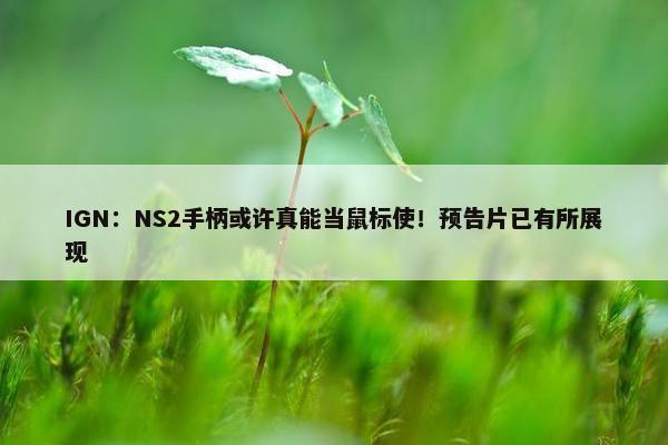 IGN：NS2手柄或许真能当鼠标使！预告片已有所展现