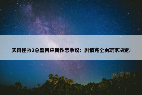 天国拯救2总监回应同性恋争议：剧情完全由玩家决定!